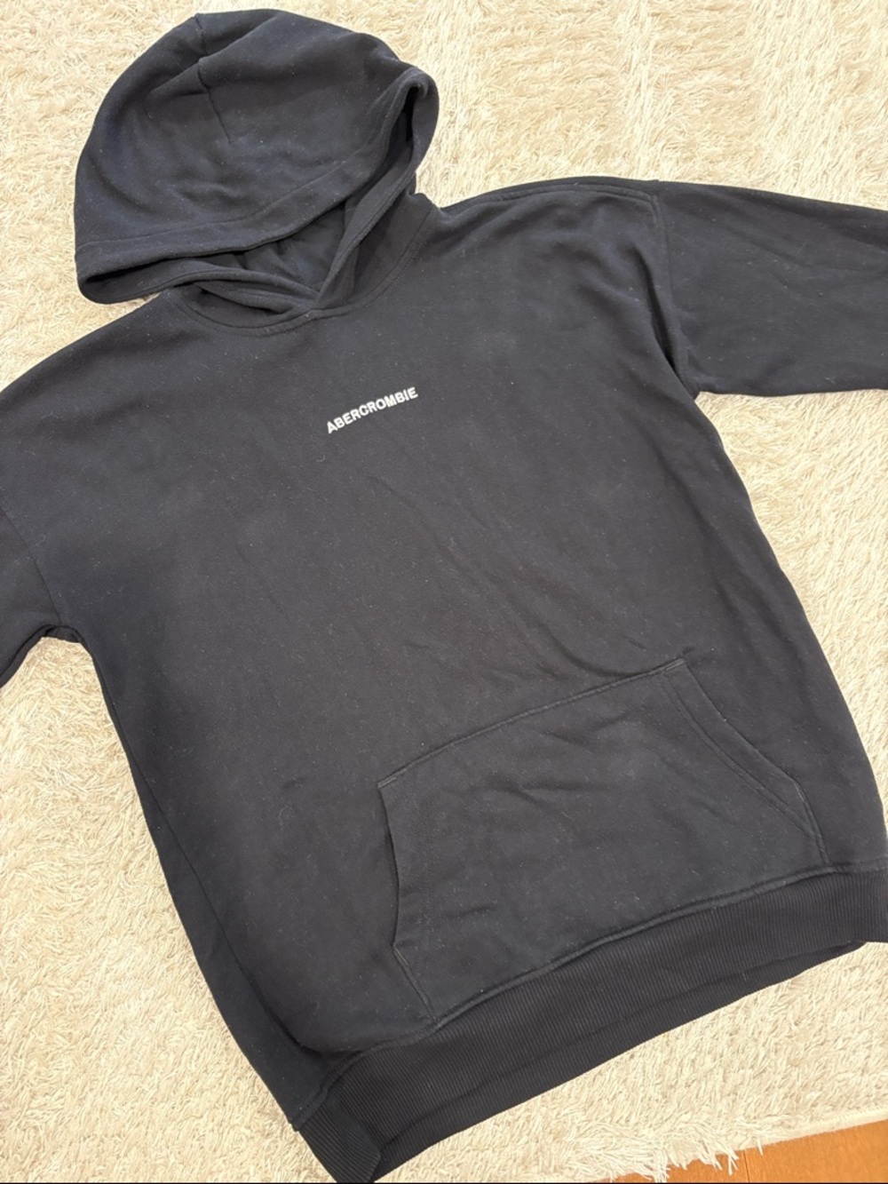 Abercrombie & Fitch Black Hoodie with Center Chest Logo